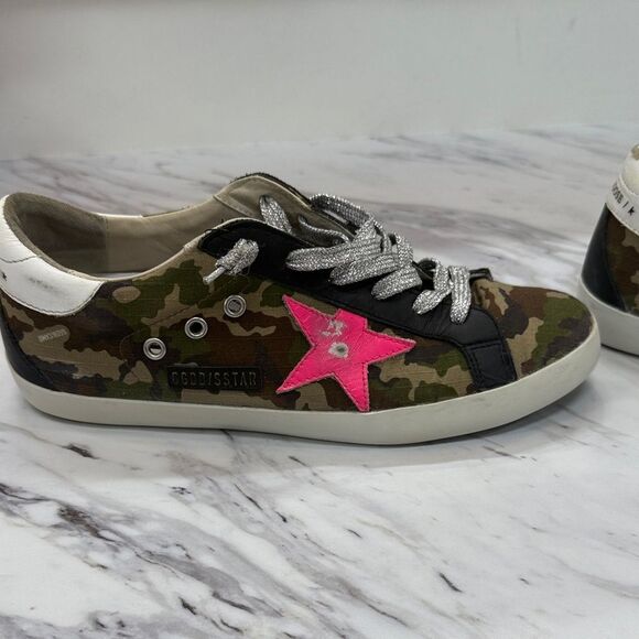 Golden Goose Camo Sneakers with Pink Star - Picture 3 of 9